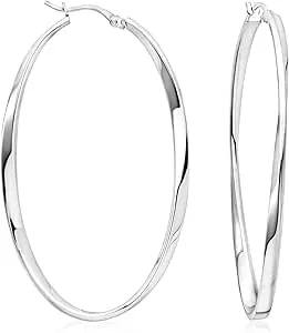 Ross-Simons Sterling Silver Oval Twist Hoop Earrings