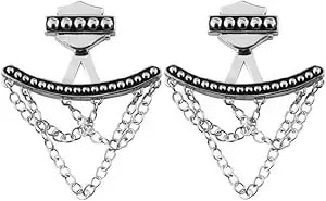 Harley-Davidson Women'S Chandelier Chain Beaded Ear Jackets, Silver hde0453