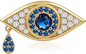 Cicy Bell Womens Evil Eye 18k Gold Plated Brooch Pins Cubic Zirconia Fashion Lapel Pins Hat Scarf Badge Brooches Jewelry Pin Clips