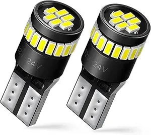 Auxito 194 Led Bulbs For License Plate Light 168 175 2825 w5w t10 24-Smd 3014 Chipsets 6000k White For Car Dome Door Map Dash Courtesy Cargo License Plate Lights, Pack Of 2