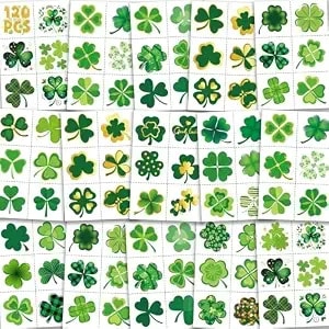 120pcs Shamrock Temporary Tattoos Bulk - St Patricks Day Tattoos Pre Cut Design, Saint Patricks Patty Face Tattoo Stickers Adults Lucky Irish Makeup Party Favors Supplies Traditional Holiday Festival