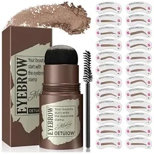 Eyebrow Stamp, Eyebrow Stencil Kit, Smudge-Proof Waterproof, Medium Brown - Brow Shaping Kit With 24 Stencils & 1 Brow Brush For Women, Natural Perfect Eyebrows Look, Multi Shades Match All Hair Colors