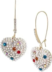 Pearl Heart Dangle Earrings