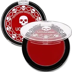 Ucanbe Red Face & Body Paint Makeup Foundation, Professional Non-Toxic Cream Greasepaint, Oil-Based Face Painting Kit For Women Adults Party, Halloween Sfx Devil Clown Vampire Costume Cosplay Makeup
