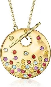 Ross-Simons 1.50 Ct. T.W. Scattered Multi-Gemstone Toggle Necklace In 18kt Gold Over Sterling