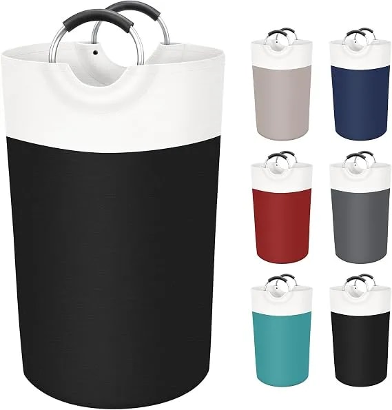 Blisstotes 90l Laundry Basket, Freestanding Collapsible Hamper, Black - Collapsible Dirty Clothes Hamper, Foldable Laundry Bag For Dorm, Waterproof Fabric, Padded Aluminum Handles