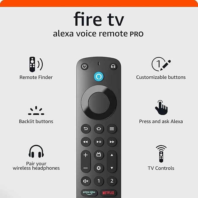 Amazon Fire Tv Alexa Voice Remote Pro (Newest Model) With Remote Finder, Tv Controls, And Backlit Buttons
