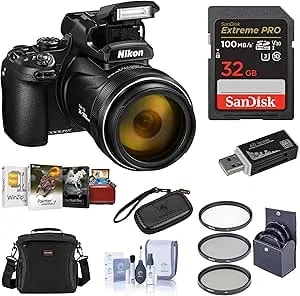 Nikon Coolpix p1100 Digital Camera Bundle With Filter Kit, Shoulder Bag, Memory Card, Cleaning Kit, Card Reader, Memory Card Wallet, Software Kit