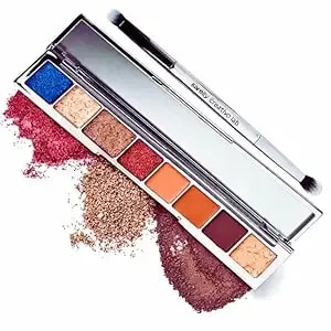 Sarelly Eyeshadow Palette - 8 Shades, 4 Finishes (Matte, Shimmer, Satin & Metallic) - Mirror & Dual-Ended Brush - Neutral Eye Makeup Kit