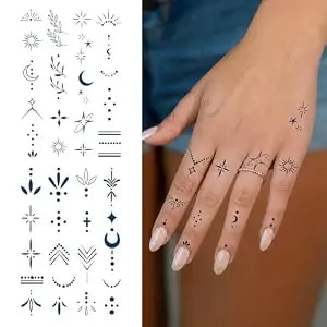 Finger Semi Permanent Tattoos For Women Long Lasting Temporary Tattoo Adult - Waterproof Realistic Fake Tattoo Stickers For Small Tiny Mini Hand Temp Tattoo, Fine Line 2 Week Tattoo For Body Women Men