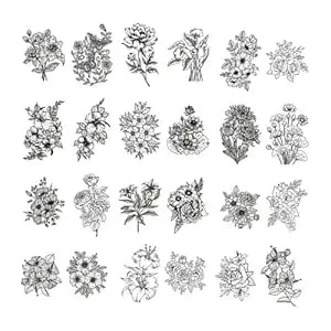 24 Sheets Temporary Tattoos Stickers Long Lasting Flower Temporary Fake Tattoos For Men Women Arm Neck Fake Body Arm Chest Shoulder Tattoos
