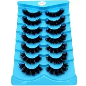 6 Pairs False Eyelashes Cat-Eye Fluffy Faux Mink Lashes 8d Wispy Lashes Pack Dramatic Long Thick Volume Eyelashes (7pairs-ls02)