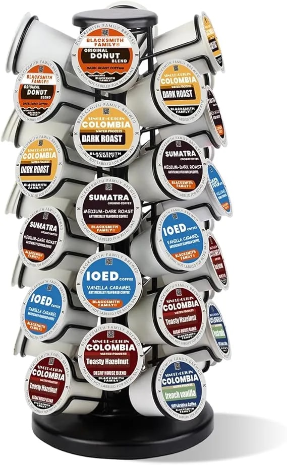 K Cup Holder-Coffee Pods Holder Storage Organizer Stand 40 Pods Capacity - K Cup Carousel, Stable Base, 360° Rotating K Cup Organizer, Space-Saving For Countertop,K Cups Holder No Assembly Required