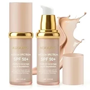 4 In 1 Color Changing Foundation With Spf 50, Medium Spectrum Hydrating Liquid Foundation Concealer, Long-Lasting & Waterproof Makeup, Medium-Full Coverage Cream, Face Makeup, All Skin Types, 2pack-Jc