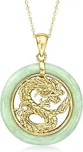 Ross-Simons Jade Dragon Pendant Necklace In 18kt Gold Over Sterling Silver. 18 Inches