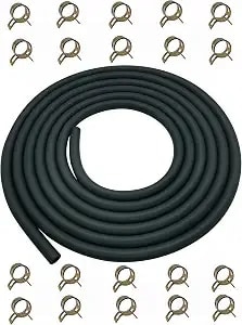 10 Feet 1/4 Inch Id Fuel Line Hose 0.25in W/ 20 Clamp - 6mm Gas Line For Kawasaki Kohler Briggs & Stratton Powersports Small Engines Generators Rubber