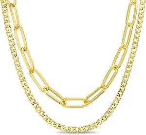 Nautica Link Curb Chain Necklace Set For Women 14k Yellow Gold Plated Alloy 16 - 20 Inches