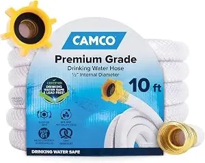 Camco Tastepure 10-Foot Rv Drinking Water Hose - Made In The Usa - Contains No Lead, No Bpa & No Phthalate - Features Diamond-Hatch Reinforced Pvc Design - 1/2” Inside Diameter (22743)