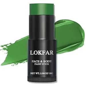 Lokfar Green Face Body Paint Stick, Football Baseball Eye Black Stick, Waterproof Full-Coverage Green Face Makeup For Halloween Witch Alien Camo Frankenstein Cosplay Makeup