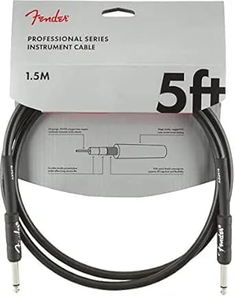 Fender Professional Series Instrument Cable 5 Feet Straight-Straight, Guitar Cable, Guitar Accessories, Black