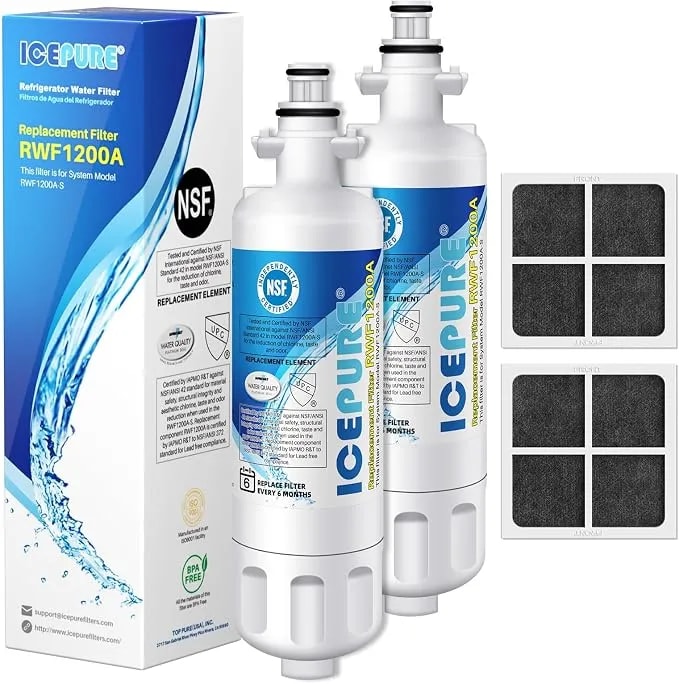 Icepure 46-9690 Replacement For Lg lt700p adq36006101, Kenmore Elite 46 9690, lfxc24726s, 469690, adq36006102 lmxs27626s lfxs30766s Refrigerator Water Filter And lt120f Fresh Air Filter,2combo - Replacement For Kenmore 9690,adq36006102,lfxs30766s,rwf1200a