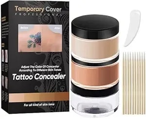 Tattoo Cover Up Makeup Waterproof, Professional Tattoo Cover Up Makeup – Waterproof & Long-Lasting, 2 Adjustable Shades For A Natural Finish, Ideal For Scars, Vitiligo, Dark Spots & Tattoos