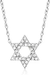 Ross-Simons 0.15 Ct. T.W. Diamond Star Of David Necklace In Sterling Silver. 16 Inches