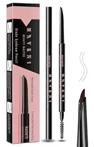 Eyebrow Pencil For Women, Dark Brown Waterproof Brow Pencil, 0.1mm Ultra-Fine Automatic Pencil With Angled Precision Tip & Built-In Spoolie Brush, Long-Lasting Natural Eyebrow Makeup, 0.003 Oz