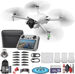 Dji Mini 3 With Dji Rc Remote (Fly More Combo) (Cp.Ma.00000613.01) Lightweight Foldable 4k Camera Quadcopter Bundle + 64gb Card + Backpack + Landing Pad + Card Reader + More