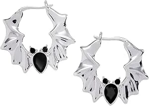 Alex And Ani Crystal Bat Hoop Earrings