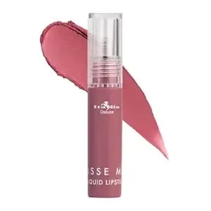 Italia Deluxe Pick 1 Mousse Matte Liquid Lipstick Comfortable Velvet Finish & Zipper Bag (190-09 : Spanish Rose, Full Size)