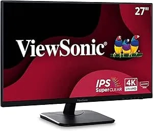 Viewsonic va2756-4k-Mhd 27 Inch 4k Monitor, Ips Display For Enhanced Home And Office Productivity, Ultra-Thin Bezels, Hdmi, And Displayport Inputs