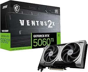 Msi Gaming RTX 5060 Ti 16G Ventus 2X OC Plus Graphics Card (16GB GDDR7, 128-Bit, Extreme Performance: TBA Mhz, Displayport X 3 2.1a, HDMI 2.1b, Nvidia Blackwell Architecture)
