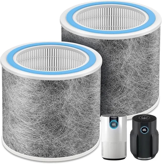 2 Pack hp102 Replacement Filter For Shark hp102/hp132/hp152 Air Purifier - Fits hc450/hc451/hc452/hc455 Clean Sense Iq, 3-In-1 Filtration Captures 99.98% Of Particles, Part Numbe#he1fkpet,he1fkbas