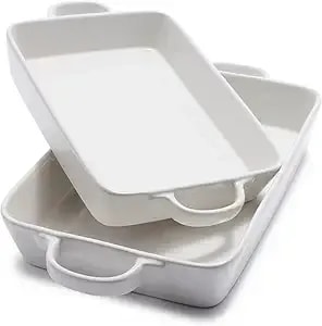 Sur La Table Stoneware 2-Piece Rectangular Baker Set, White