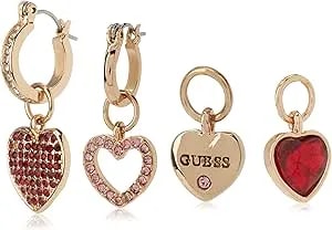 Guess Goldtone Mini Huggie Hoop Earrings With Interchangeable Heart Charms