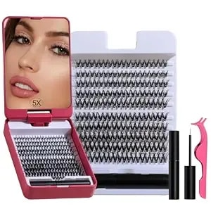 Bs-Mall Lash Clusters Kit – Individual Fake Eyelashes Clusters Kit Ultra-Thin Invisible Lash Band Reusable,4 Day Long-Lasting Adhesive Includes 5x Magnifying Mirror And Application Kit (style01)