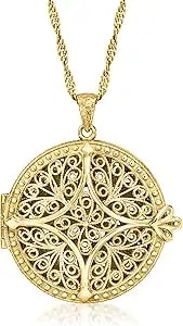 Ross-Simons 18kt Gold Over Sterling Filigree Locket Necklace