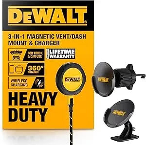 Dewalt Magnetic Phone Holder For Car Kit, Heavy Duty Wireless Charger, Vent Mount, Dash Mount, Charging Mounted Holders Cell Phone Holders For Your Car Accessories For Women Men For Iphone 17 16 15 14