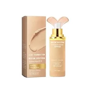 4-In-1 Magic Foundation Light/Medium Spectrum Full Coverage Lotion, Match Skin Color Changed, Spf 50+, 4 1 Foundation Hydrating Concealer Waterproof Korean Makeup(Medium, Spectrum)