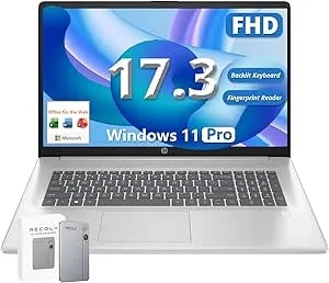 Hp 17 Laptop For Office Business - 64 Gb Ram, 2 Tb Ssd, Intel i5-1334u(Up To 4.6 Ghz), 17.3" Fhd Display, Backlit Keyboard, Fingerprint Reader, Privacy Webcam, Windows 11 Pro, Bundle Ai Voice Recorder