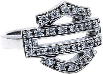 Harley-Davidson Women'S Bling Bar & Shield Outline Ring, Sterling Silver hdr0378