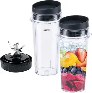 Replacement 6-Fin Male Blade And 16oz Cups For Nutri Ninja Blender,Only For bl660 bl663 bl740 bl770 bl771 bl772 bl773 bl780 (5-Pack)