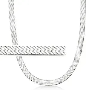 Ross-Simons Italian 8mm Sterling Silver Herringbone Necklace