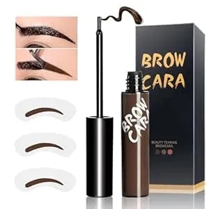 Tattoo Eyebrow Gel Peel Off - Waterproof Brow Gel With Eyebrow Stencils, Transfer-Proof Eyebrow Tattoo For & Girl Create Soft & Defined Brows Makeup, No Smudge And Easy To Color, 1 Pack (Light Brown)