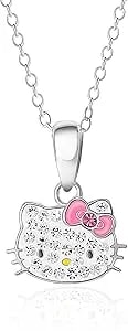 Hello Kitty Sanrio Womens Sterling Silver Necklace 18" - Sterling Silver Necklace Officially Licensed