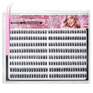 Self Adhesive False Eyelashes Clusters Press On 256cluster Bulk Pallet Lasgoos Pre-Glued 14mm Long Thick 5d Lashes Eyelash Extensions Drama Comic Anime Longlasting No Glue Needed Natural With Tweezer