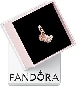 Pandora Pink Butterfly & Quote Double Dangle Charm - Gift For Her - Compatible With Pandora Moments - With Gift Box - Pandora Rose With Cubic Zirconia & Enamel