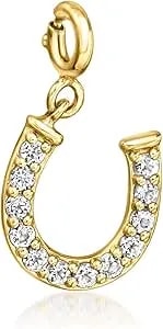 Ross-Simons 0.40 Ct. T.W. White Topaz Horseshoe Charm In 18kt Gold Over Sterling