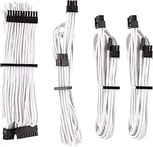 Corsair Premium Individually Sleeved PSU Cables Starter Kit – White, 2 Yr Warranty, For Corsair Psus